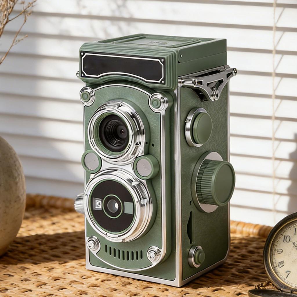 Vintage Digital Camera Portable TLR Retro 2.7K Video 24MP Autofocus Vlog Camera Manual Joystick for Beginners Teens Adults