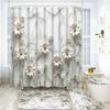 Elegant Bouquet Of Fantastic White Flowers 3D Style Shower Curtain Bathroom Curtain With Bath Rug Carpet Set Floral Home Decor
