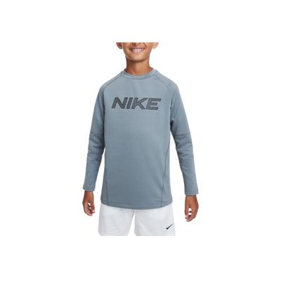 Μπλούζα Προπόνησης Μακρυμάνικη Dri-FIT Εκτύπωση Λογότυπου Στρογγυλή Λαιμόκοψη Πουλόβερ Παιδικά Ρούχα Γκρι του Καπνού HF4362-084
