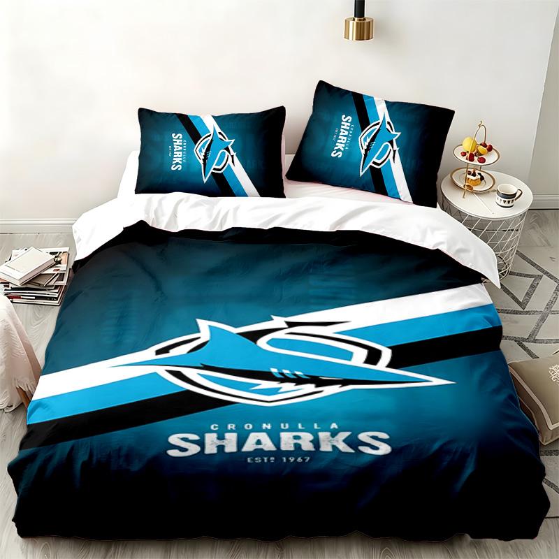Cronulla Sharks 3pc set Perfect for bedroom use Comfortable bedding set includes a duvet cover and two pillowcases Ideal birthday or Christmas gift