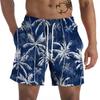 Men's Summer Casual Beach Shorts Palm Tree Print Quick Dry Drawstring Waist