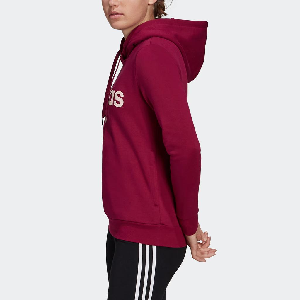 Adidas Sudadera con capucha con estampado de letras y mangas largas para mujer, tops rojos GP8733