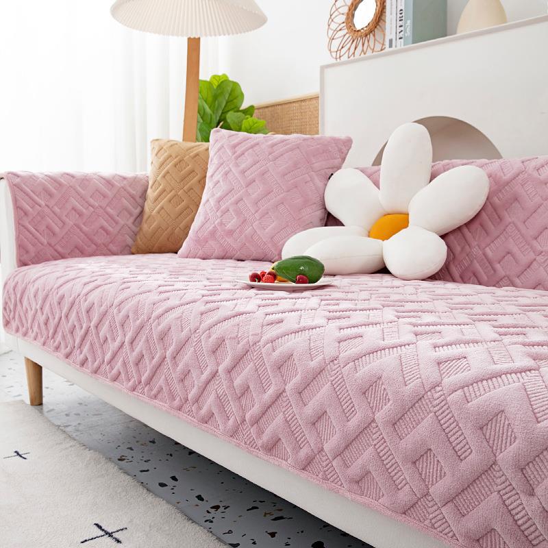 Autumn and Winter New Milk Fiber Gold Leaf Sofa Cushion Modern Simple Non-Slip Sofa Cushion Towel