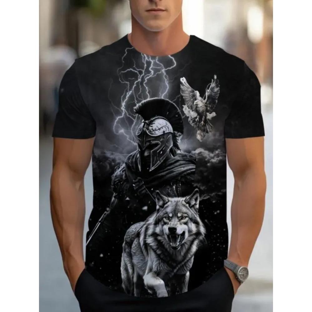 Summer Fashion Comfortable Loose Large T-shirt Portrait 3D Printed Casual Breathable Sports Versatile Round Neck Short Sleeved Men's T-shirt