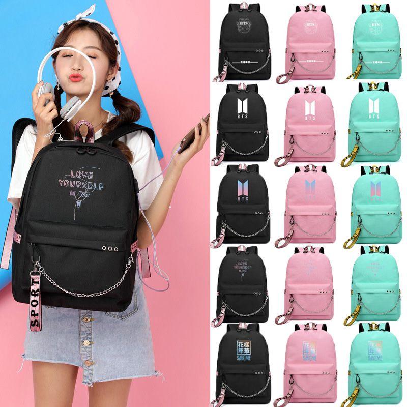 Kpop Bangtan Boys Bts Backpack Usb Charging School Bags Rucksack Bags Travel