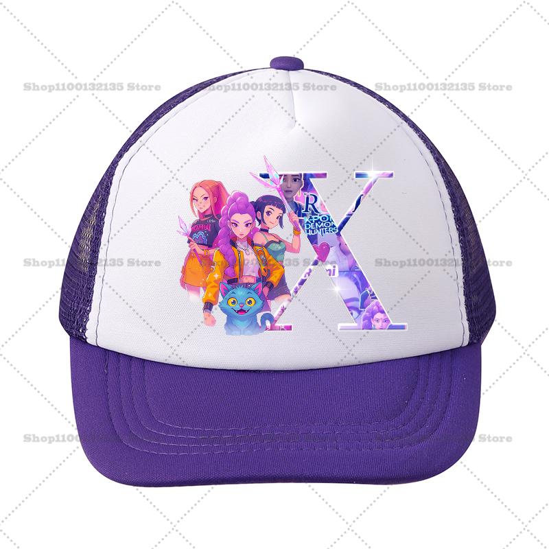 Kpop Demon Hunters Girl Baseball Cap Kawaii Sun Hat Parent Child Couple Casual Outdoor Hats Peaked Birthday Gift 26letters Round Sensory Compression