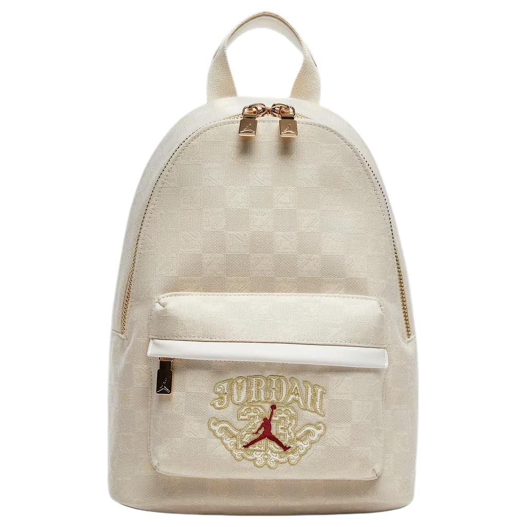 Jordan Monogram Polyester Backpack Small Women's Sail White & Gold & Red IV4748-133