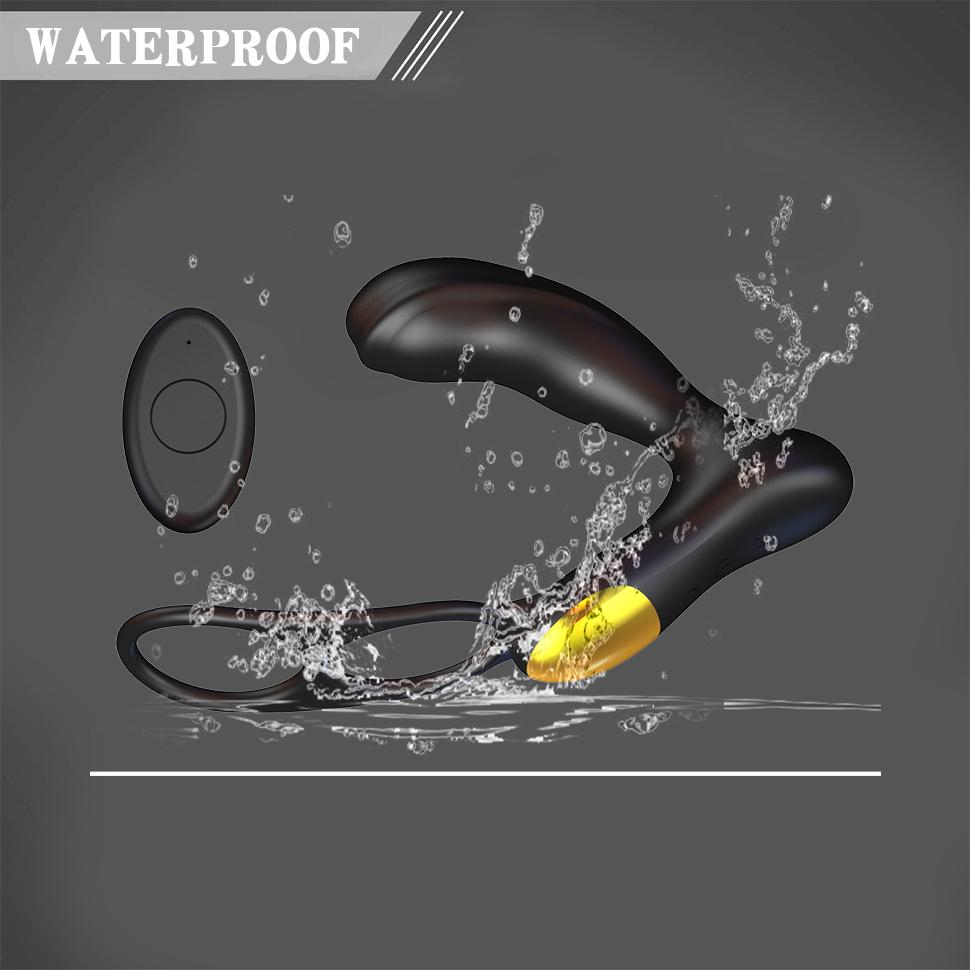 Vibrators with Dual Ring, Silicone Sex Toy Men with Dual Motors, 10 Vibration Modes and Remote Control, Butt Plug, Prostate Stimulator for Men