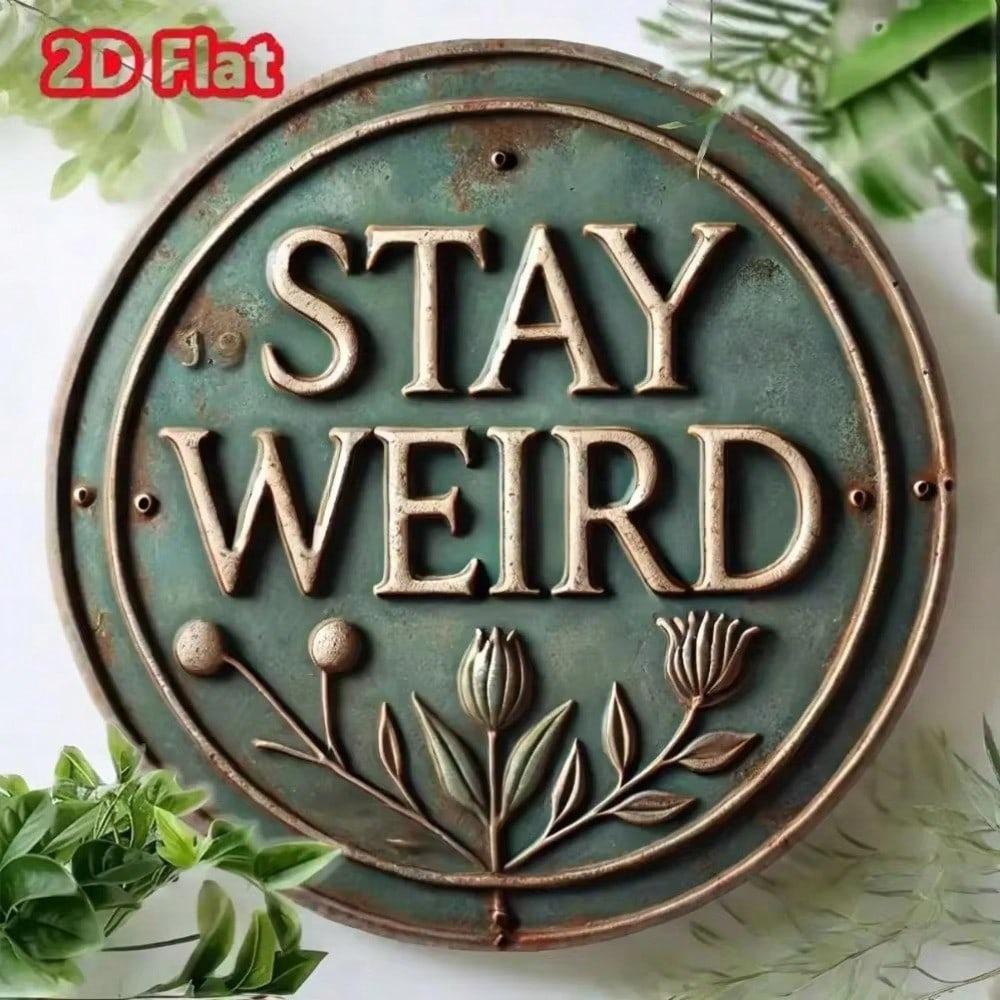Vintage Round Iron Stay Weird Wall Art Metal Sign for Home Decor Creative Birthday Gift Unique Room