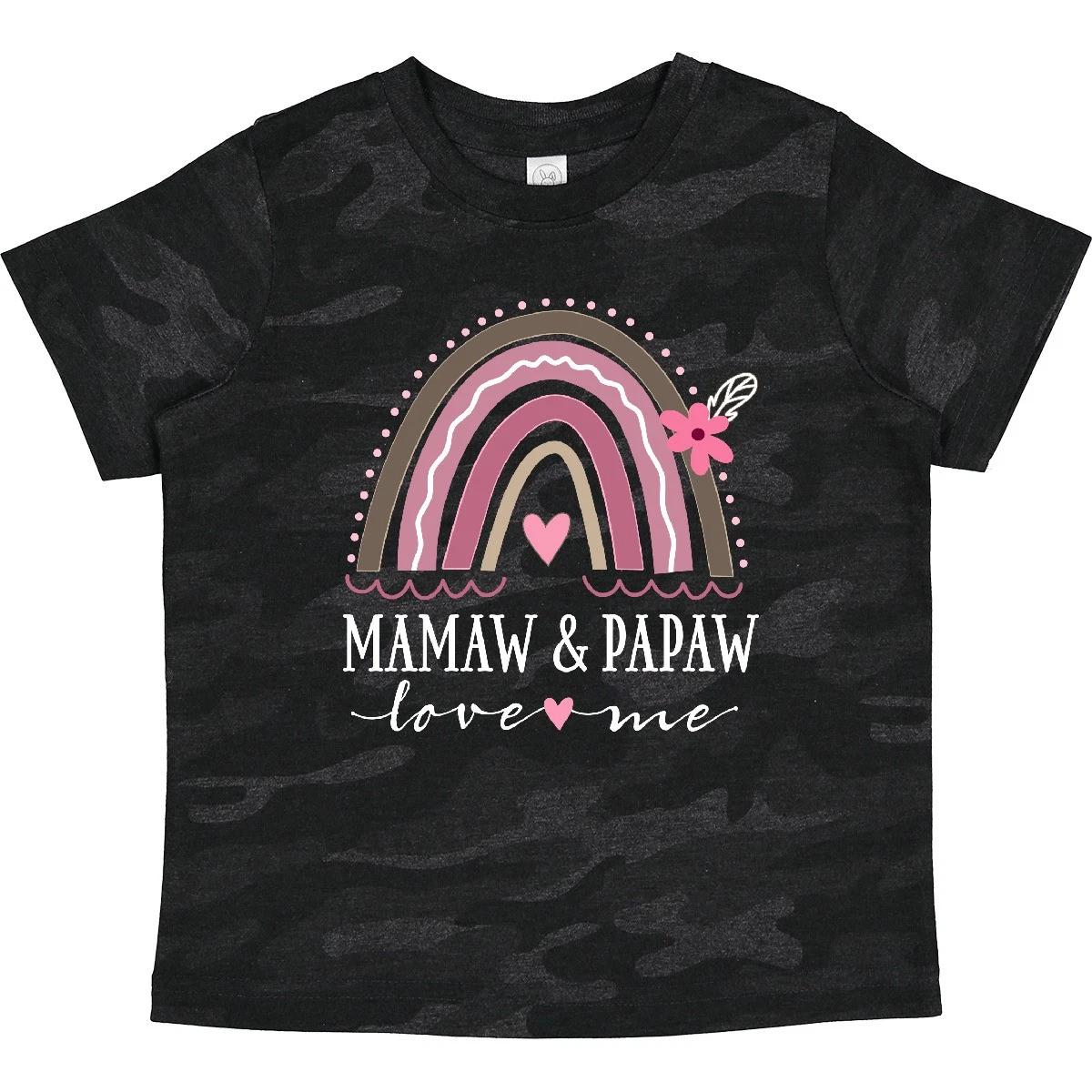 Inktastic Mamaw And Papaw Love Me Rainbow Toddler T-Shirt Mimi Grandchild Girls 110