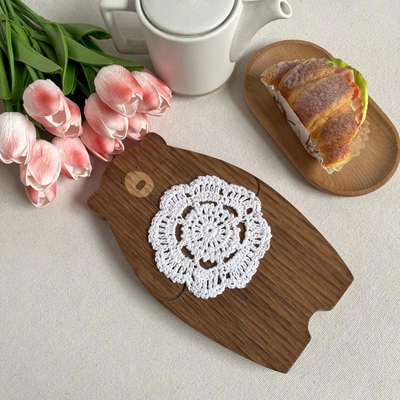 1pcs Woven Hollow Out Coaster, Modern Polyester Drink Coaster For Home,Solid Color Coasters For Insulation, Kitchen, Dining Room, Bedroom