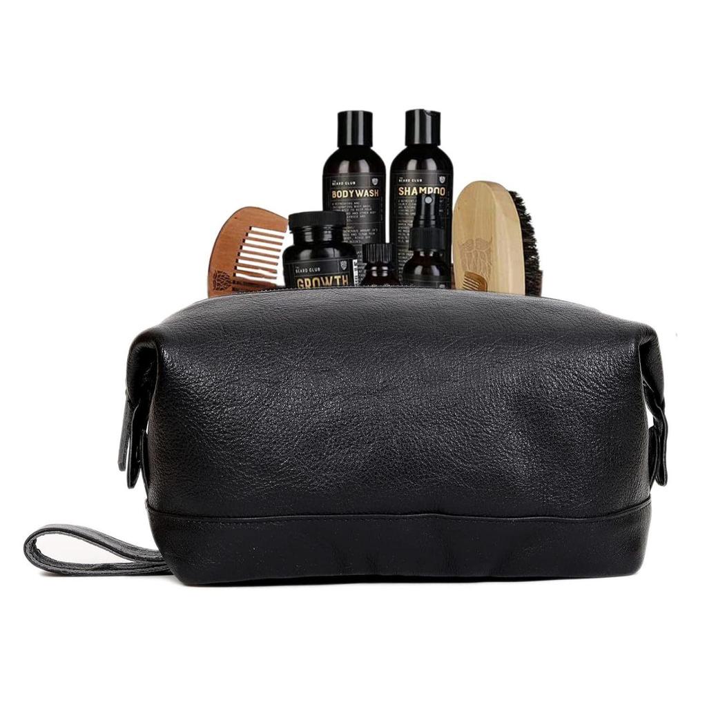 Nová kožená hnědá kosmetická taška unisex cestovní toaletní kosmetická taštička holicí sada pro muže a ženy (Černá)