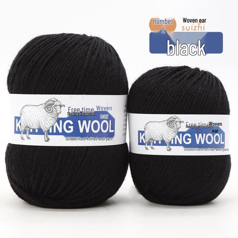 Wool Yarn Hand-Knitted Sweater Scarf Hat - Pure Color Four-Strand Yarn Ball