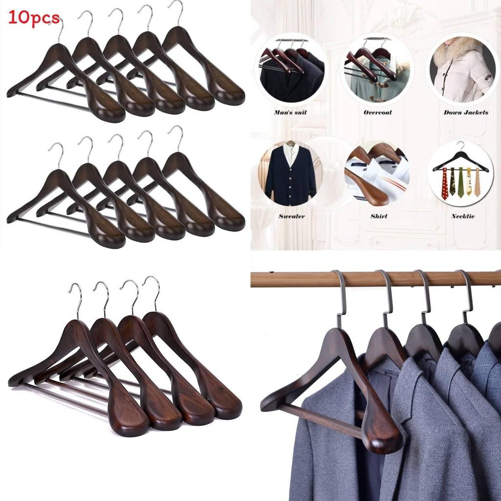 Wooden Clothes Hangers Set With Thickened Nonslip Design For Hotel And Closet Storage