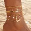 Beach Metal Pineapple Pearl Anklet Set Retro Multi-layer Pendant Anklet Girl Premium Feet
