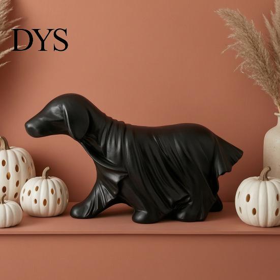 Decorative Ghost Sculptures Halloween Dog Figurine, Resin Spooky Draped Cute Statues Statue for Living Room, Bedroom, Office, Home Desktop Decor