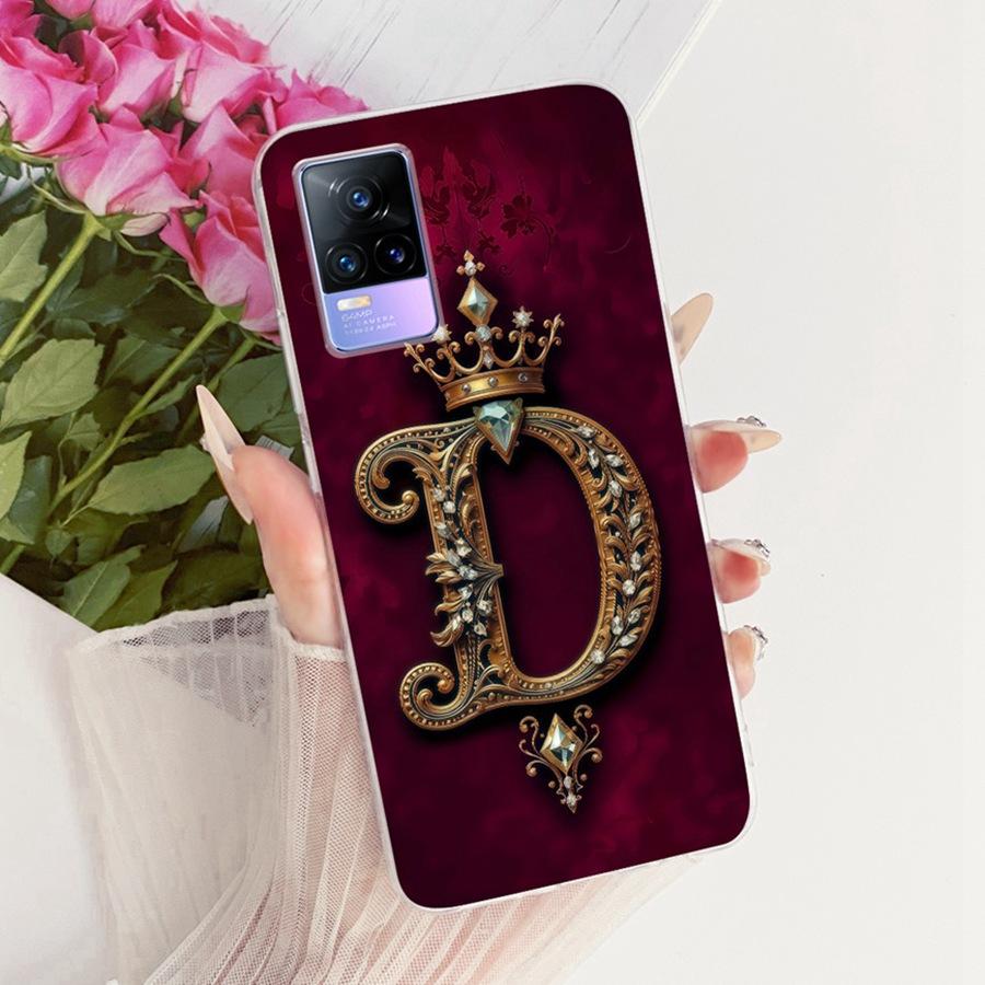 For Vivo V21e V2061 Y73 2021 Case Initial Letter Silicone Protective Soft Back Cover Case For VivoV21e 5G Case V2055 Phone Funda