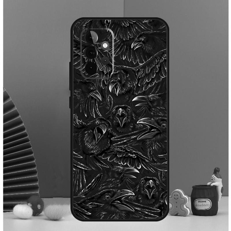 Raven Crow Skull pattern Case For Samsung Galaxy A13 A33 A53 A32 A52 A22 A12 A15 A25 A71 A51 A14 A24 A34 A54 Cover
