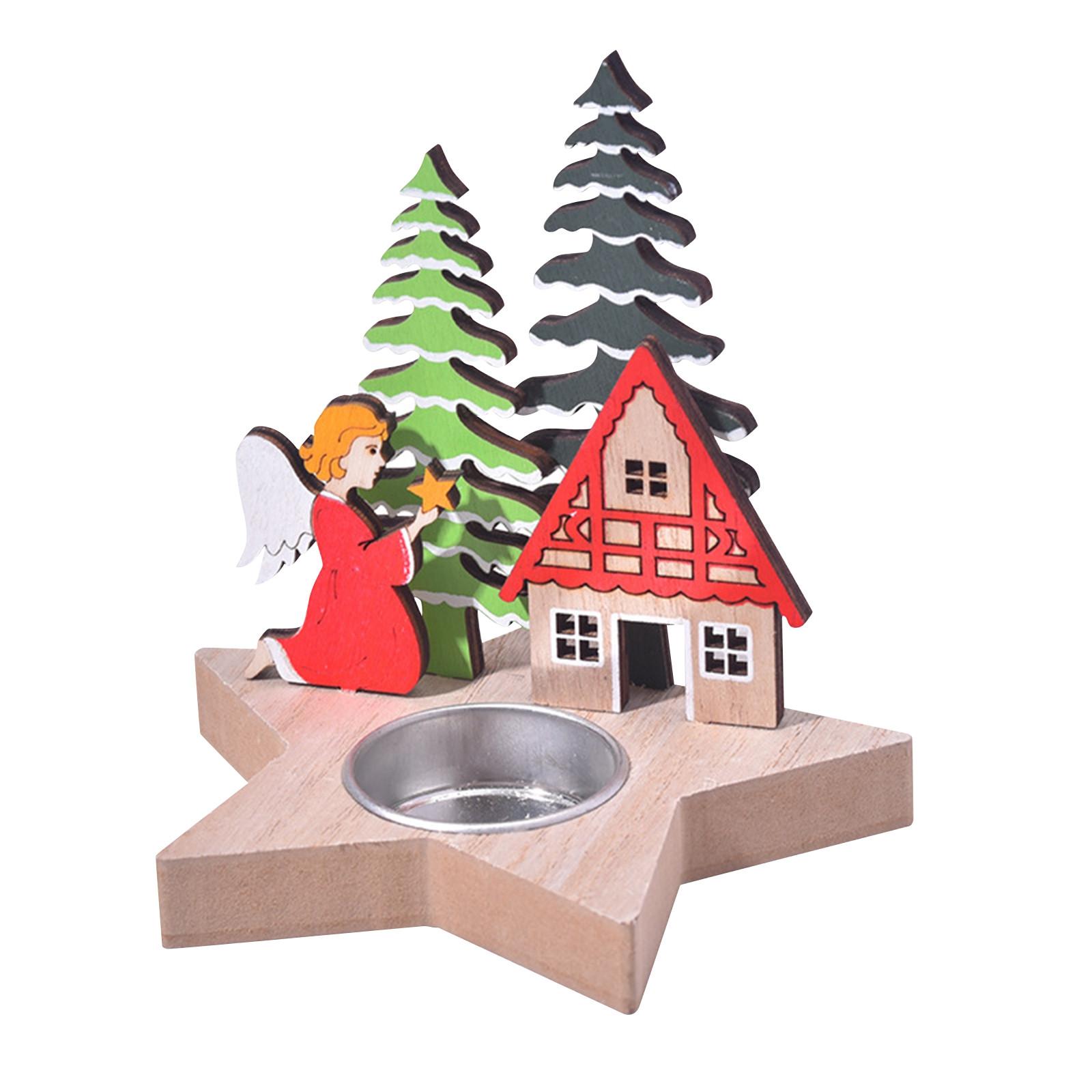 

Рождественская деревянная подставка для свечей, украшение для рабочего стола в виде Санта-Клауса One Size