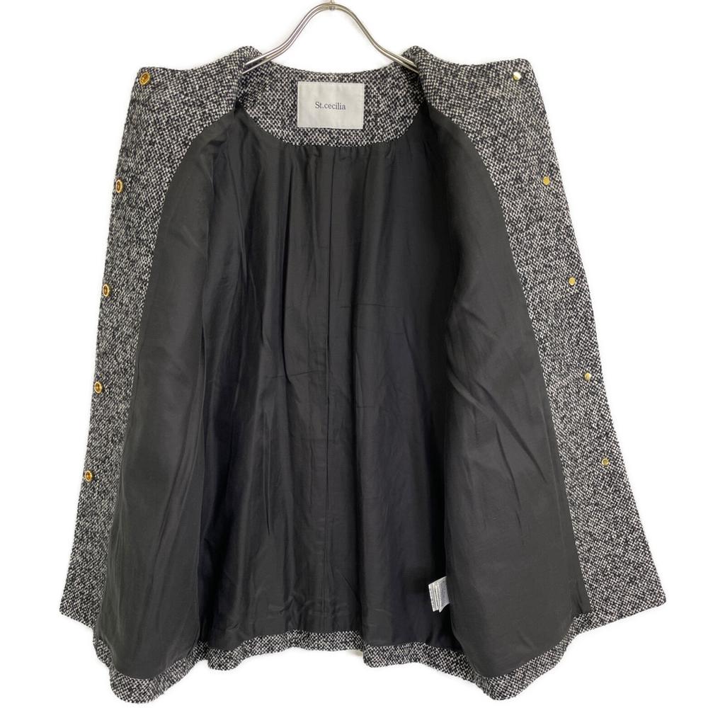 St.cecilia 232E3122 Grey Wool Silk Puff Sleeve Coat Jacket Jacket F grayUsed