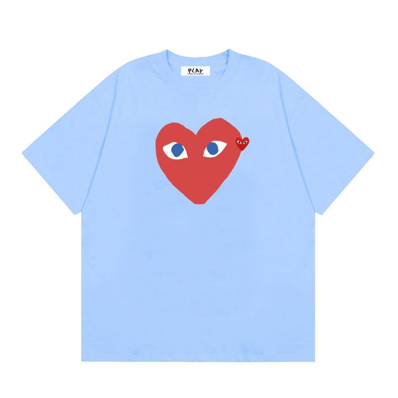 Japanese trendy brand heart-print short-sleeve T-shirt, unisex loose couple's summer casual daily versatile top