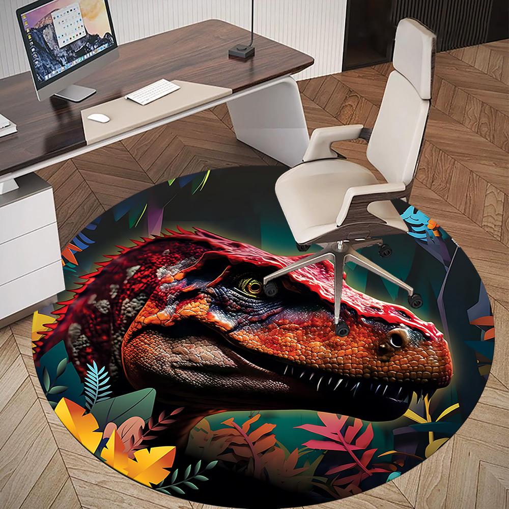 1pc dinosaur jungle Round Chair mat Area Rug - Non-Slip, Floor Mat for Office, Bedroom, and Indoor Decor c1125091