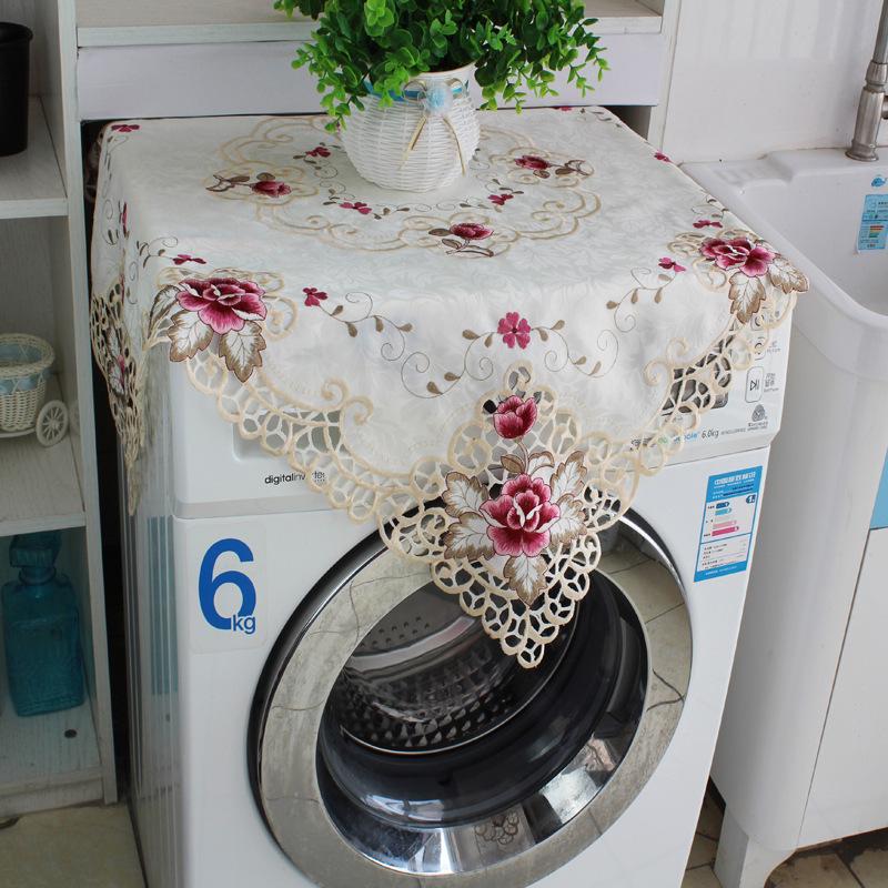 Pastorales gesticktes Polyester Tischdecken- & Stuhlhussen-Set - Mehrzweck-Staubdichter Stoff für Zuhause