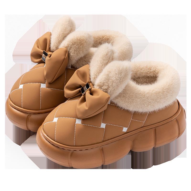 Damen 2025 Winter High-Top Schleifenstiefel: Indoor/Outdoor Rutschfest, Dicksohlig, Wasserdicht Baumwollschuhe