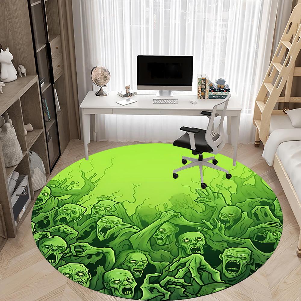 1PCZombie Swarm Office Round Area Rug, Mat Suitable For Office, Under Office Chairs Bedroom Living Room Home Decor, Room Deco