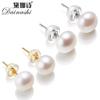 Boucles d'oreilles Clous en Perle d'eau Douce 100% Naturelle Argent Massif 925 Véritable Boucle d'oreille Perle Blanche de Culture Pour Boucles d'oreilles Bijoux Femme