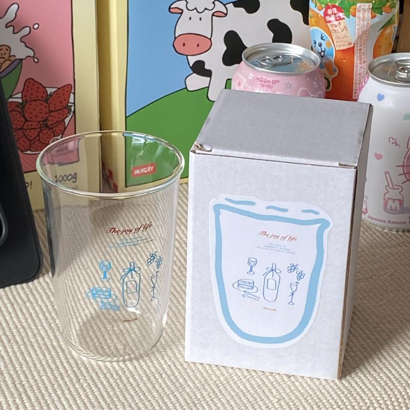 

French Retro Vase, Red Wine Bottle Glass, Simple Line High Borosilicate Water Cup, High Temperature Resistant Coffee Cup Can enter dishwasher 470ml