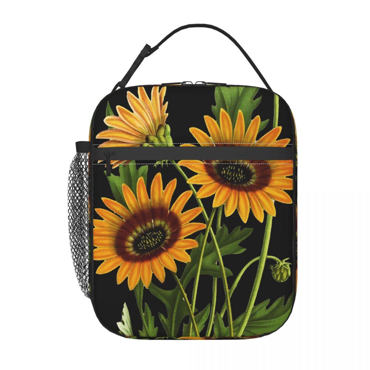 

Vintage Sunflower Flowers Insulated Lunch Bag for Women Office Cooler Thermal Food Box Tote Portable Lunch Boxes Container One Size