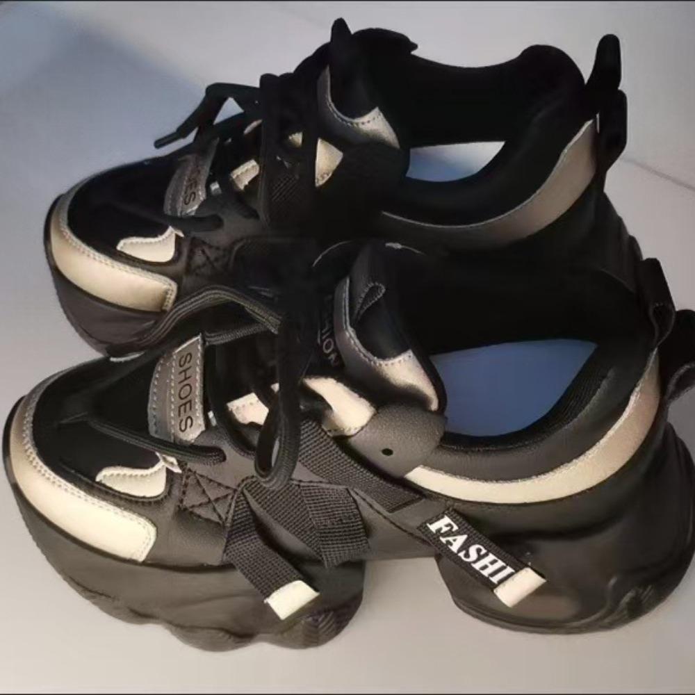 Platform Casual Shoes Leather Women's Shoes Summer Breathable Inner Height Increasing Sports Leisure Shoes Women Sneakers