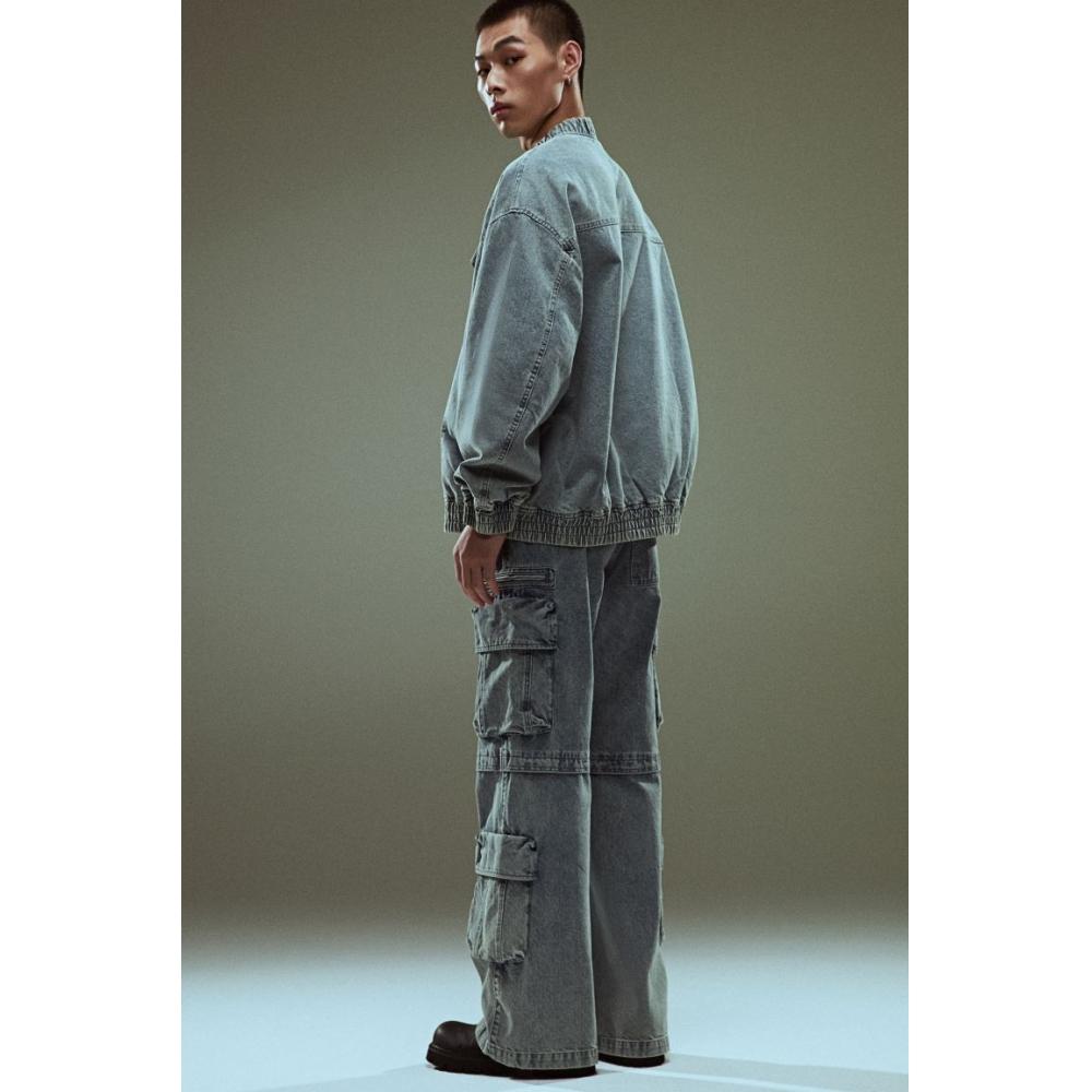 H M Loose Cargo Jeans deniM Blue
