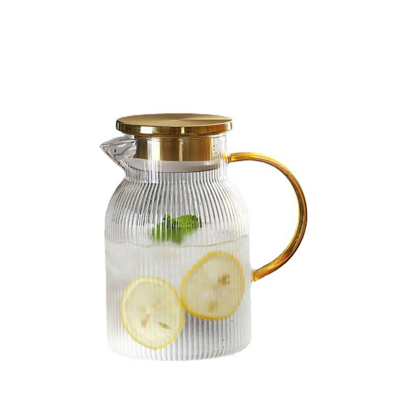 High Borosilicate Glass Teapot Set with Vertical Stripes for Cold Brew in Living Room