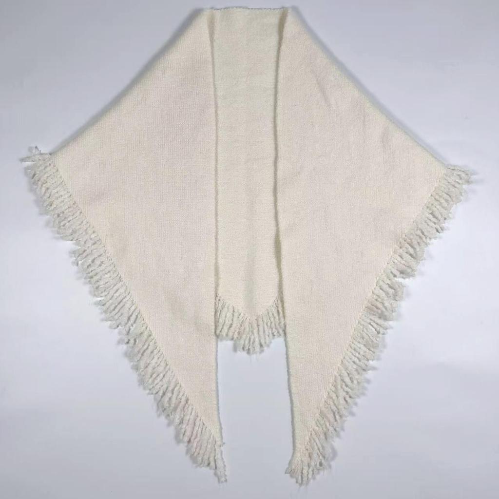 Dreieckiger Damenschal aus Wollmischung: Gestrickter, multifunktionaler, warmer Schal/Umhang für Herbst/Winter