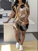 Butterfly European and American Women's Clothing Coconut Tree Printing T-Shirt Shorts Set Sports Suit