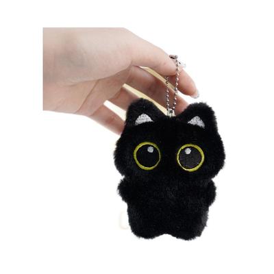 Brinquedo de Pelúcia Gato Preto: Pingente de Bolsa de Gatinho Pequeno & Brinquedo de Apertar Par de Presente
