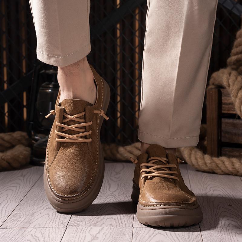 Men's Shoes Spring and Summer Cowhide Retro Low-top Leather Shoes Men's Soft-soled Breathable Leather Casual Men's Shoes