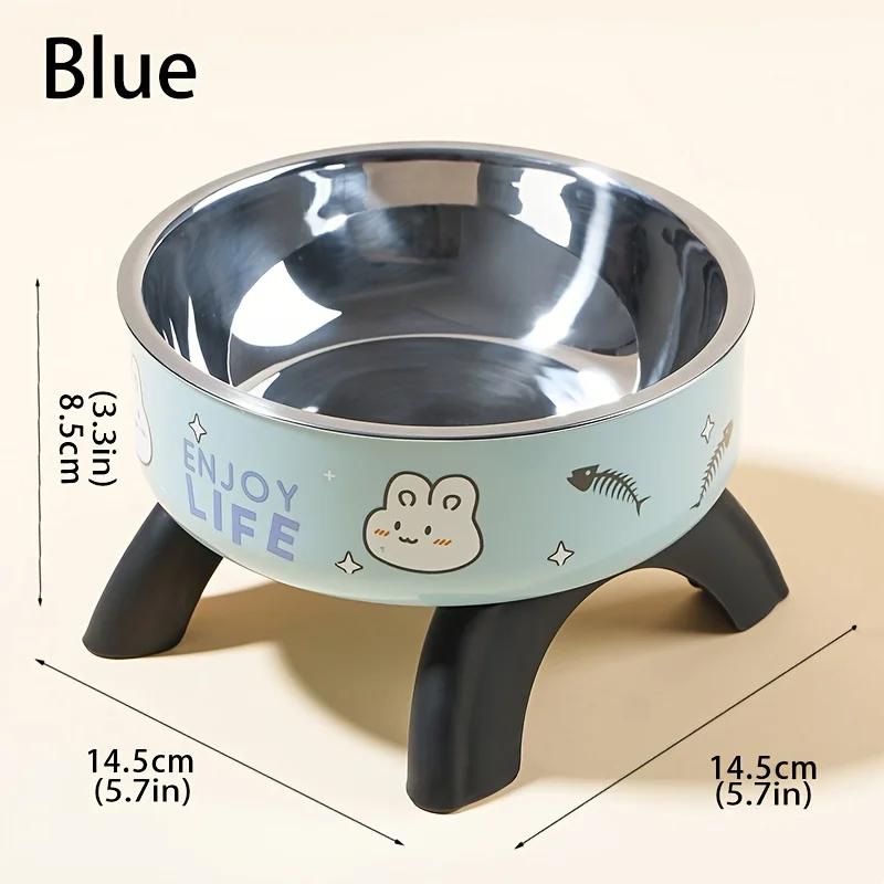 

Stainless Steel Pet Bowl – Anti-Tip Elevated Design with Non-Slip Silicone Base & Chew-Proof Edge for Small Cats/Dogs Feeding синий