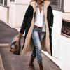Women's Solid Color Hooded Cotton Coat, Long Sleeve, Slim Fit, Double-Sided Wear Cardigan Jacket