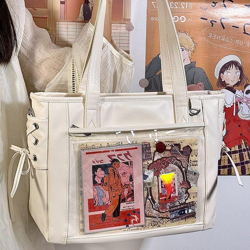 New Girls' Ribbon Y2K Ita Bag Sweet Ladies Large Capacity Shoulder Bag Street Trend Crossbody Bag Daily Commuting Tote Bag