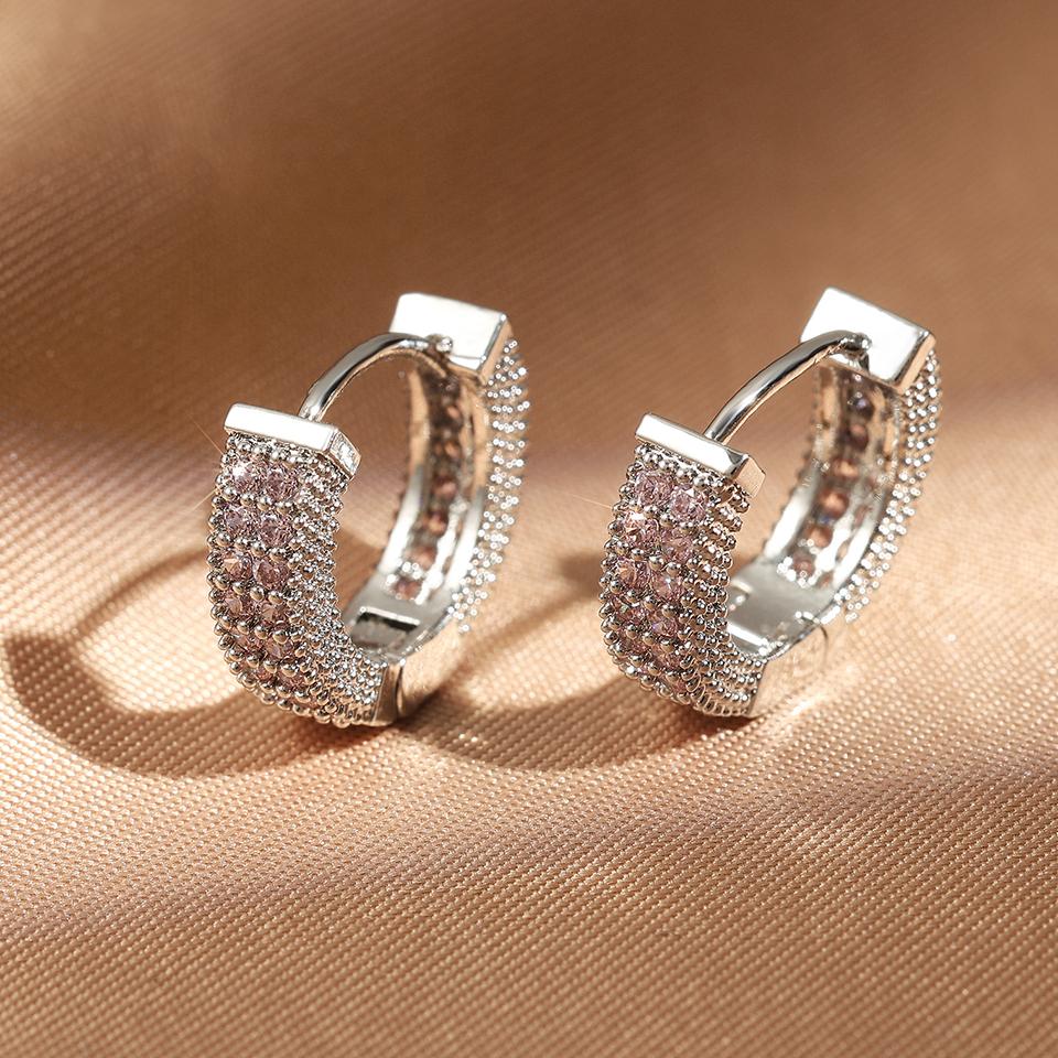 Luxury Cubic Zirconia Gold Color Zircon Hoop Earrings For Women Luxury Circle Crystal Girls Party Zircon