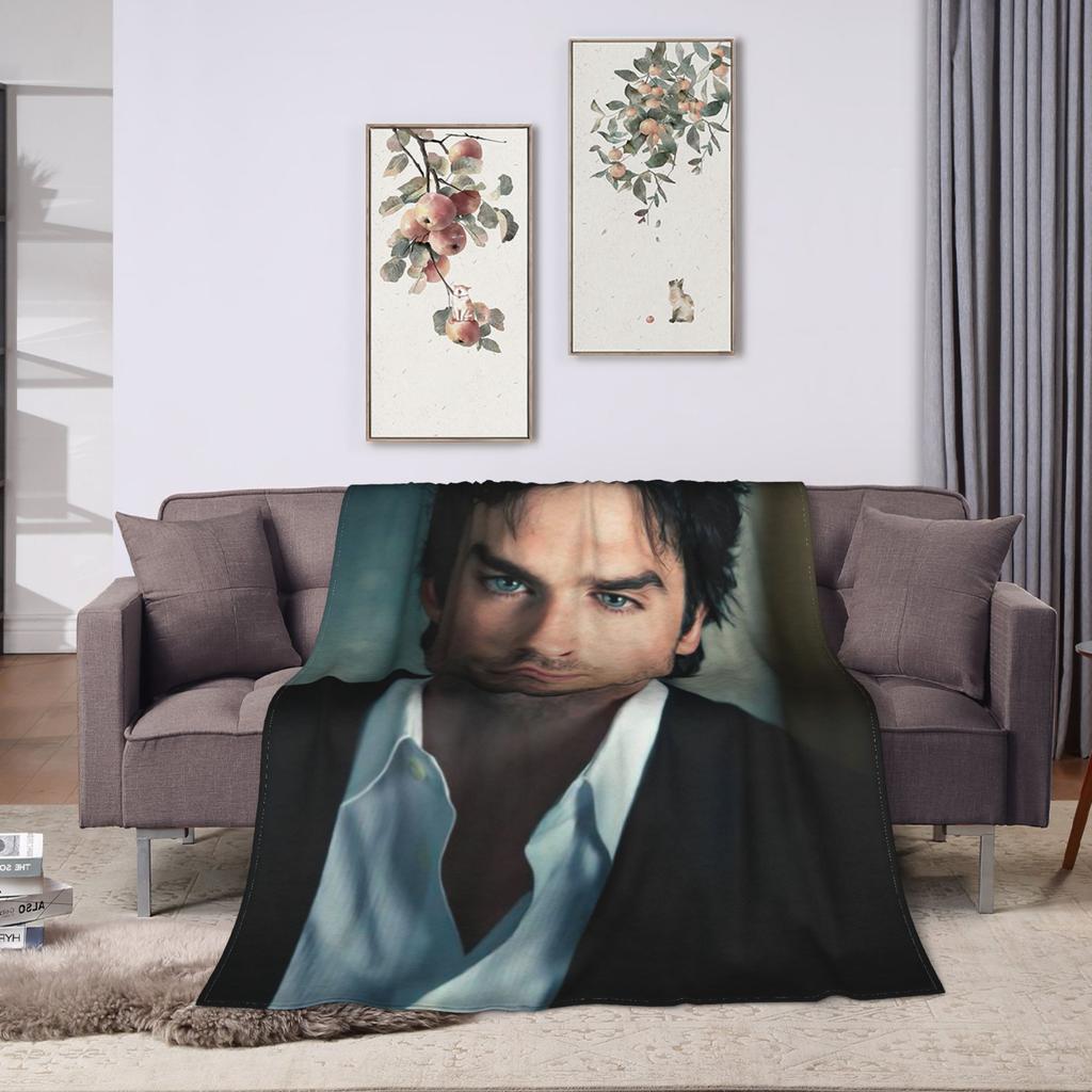 Ian Somerhalder Blankets Fleece Autumn/Winter Damon Salvatore Cat Multi-function Warm Throw Blanket for Bed Car Bedspreads