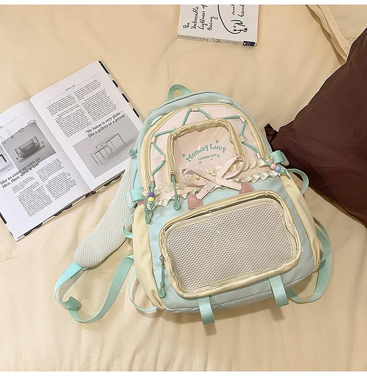 College Schoolbag Female Junior High School Student Cute Sweet Contrasting Color Large Capacity Backpack Student Backpack Trendy Fashion