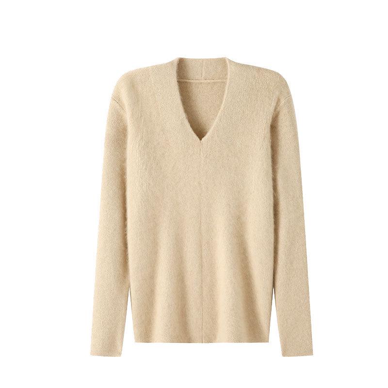Women's Soft Cashmere V-Neck Base Layer Top, Slim-Fit Wool Knit Sweater for Autumn/Winter 2026