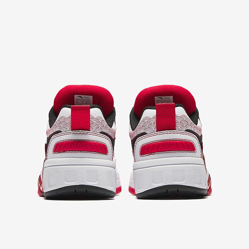 Anta Kids Synthetic Leather Trendy Comfortable Versatile Sports Low-Top Sneakers Men Sneakers White Black Classic-Red 312518015-1