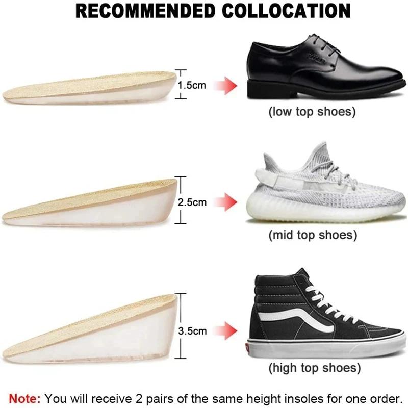 Silicone Height Increasing Insoles Invisible Heel Pads Shock Absorbing Insoles for Men and Women Foot Care Pads