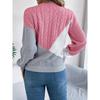 HNXC Autumn and Winter Casual Color-blocking Braided Long-sleeved Pullover Sweater for Women
