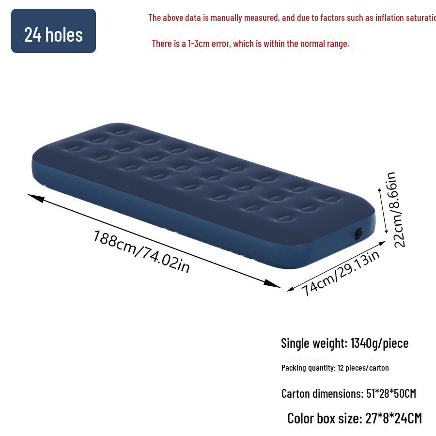Single Outdoor/Indoor Inflatable Camping Mattress with Flocking